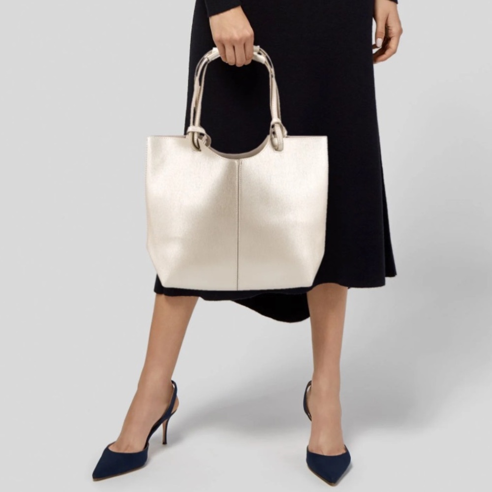 Neiman Marcus Vegan Leather Champagne Shoulder/Tote Bag